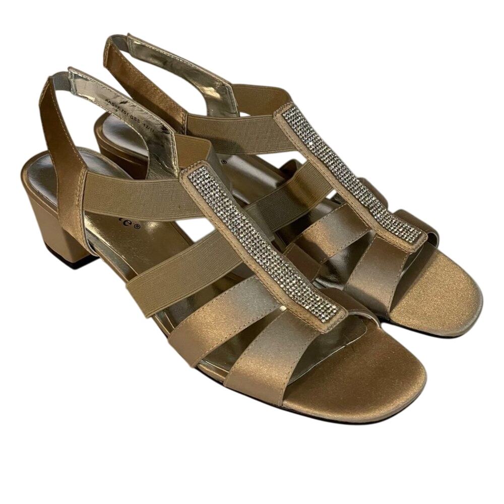 David Tate Eve Champagne Stretch Evening Shoes Size 8SS